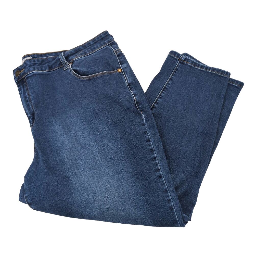 EUC Woman Within Blue Cotton Jeans Womens 24WP Petite Pockets - Picture 2 of 8